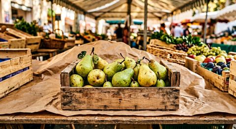 Poires Williams fondantes sur l'étal