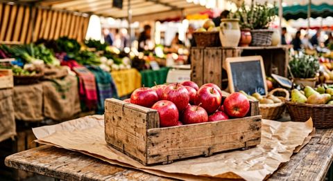 Pommes Gala croquantes sur l'étal